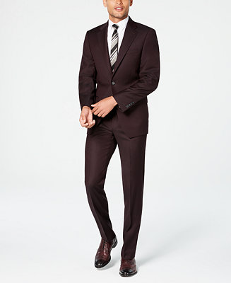 Calvin Klein Men's X-Fit Slim-Fit Stretch Burgundy Textured Suit Separates  & Reviews - Suits & Tuxedos - Men - Macy's
