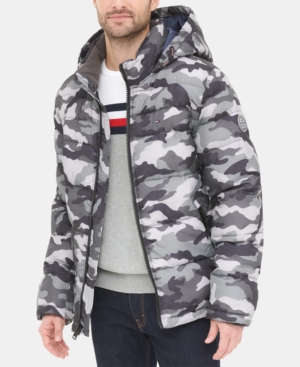 Tommy Hilfiger Men's Quilted Puffer Jacket, Created For In Grey Camo | ModeSens