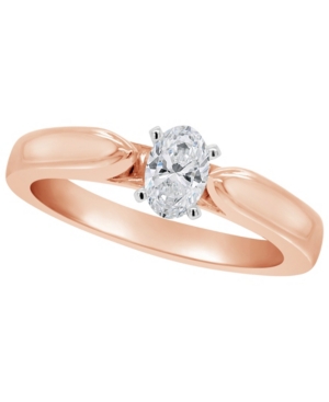 image of Certified Oval Diamond Solitaire Engagement Ring (1/2 c.t. t.w.) in 14k White Gold, Rose Gold, or Yellow Gold