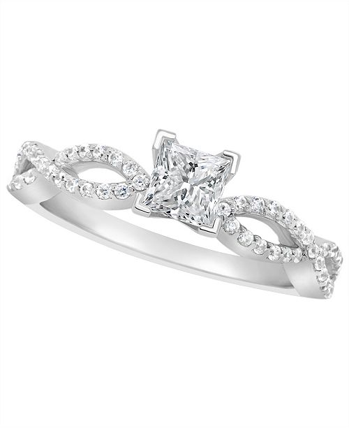 Macy S Certified Princess Cut Diamond Engagement Ring 3 4 Ct T W In 14k White Gold Rose Gold Or Yellow Gold Reviews Rings Jewelry Watches Macy S
