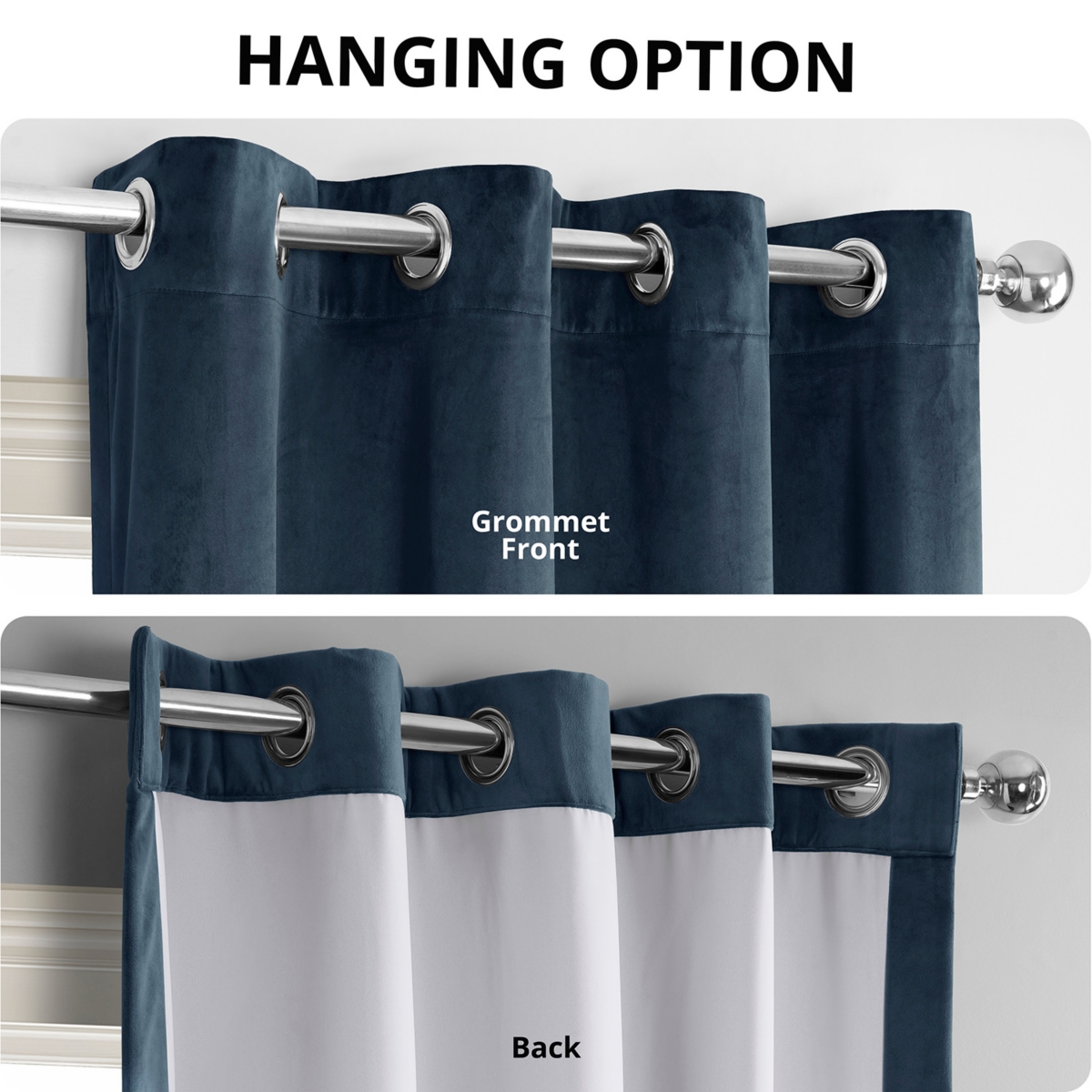 Half Price Drapes Midnight Blue Grommet Signature Velvet Blackout Curtain