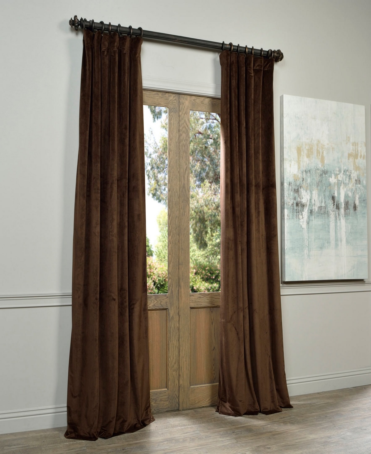 Half Price Drapes Java Signature Velvet Blackout Curtain In Brown