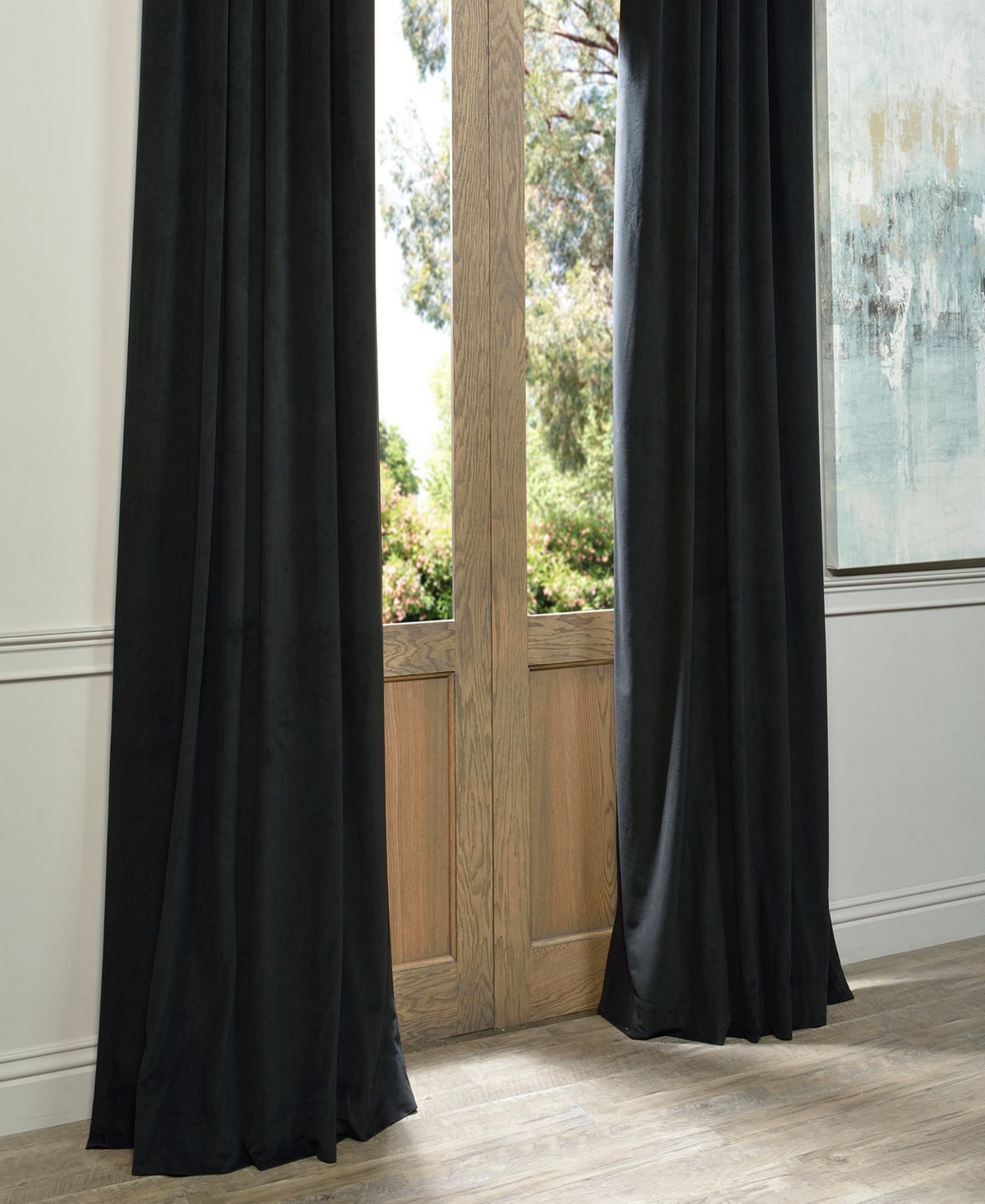 Half Price Drapes Warm Black Signature Velvet Blackout Curtain In Black