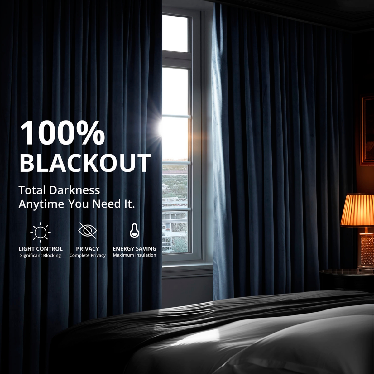 Half Price Drapes Midnight Blue Signature Velvet Blackout Curtain