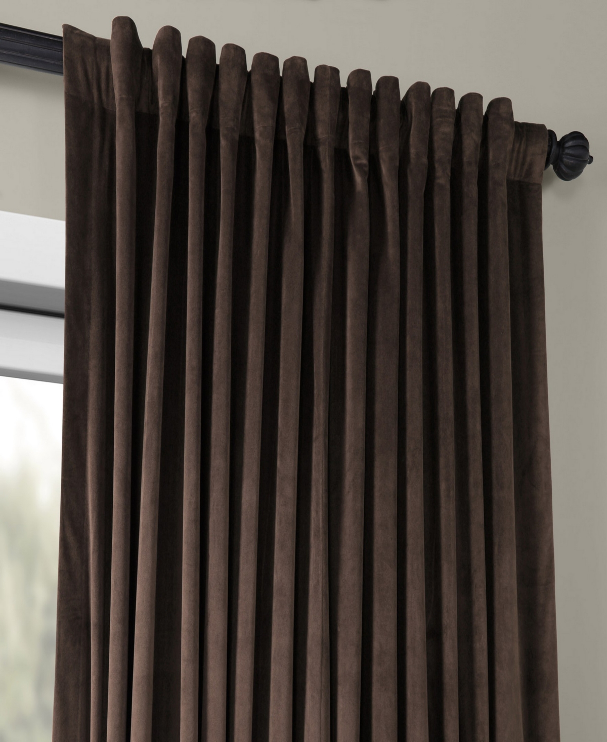 Half Price Drapes Java Signature Extra Wide Velvet Blackout Curtain In Brown