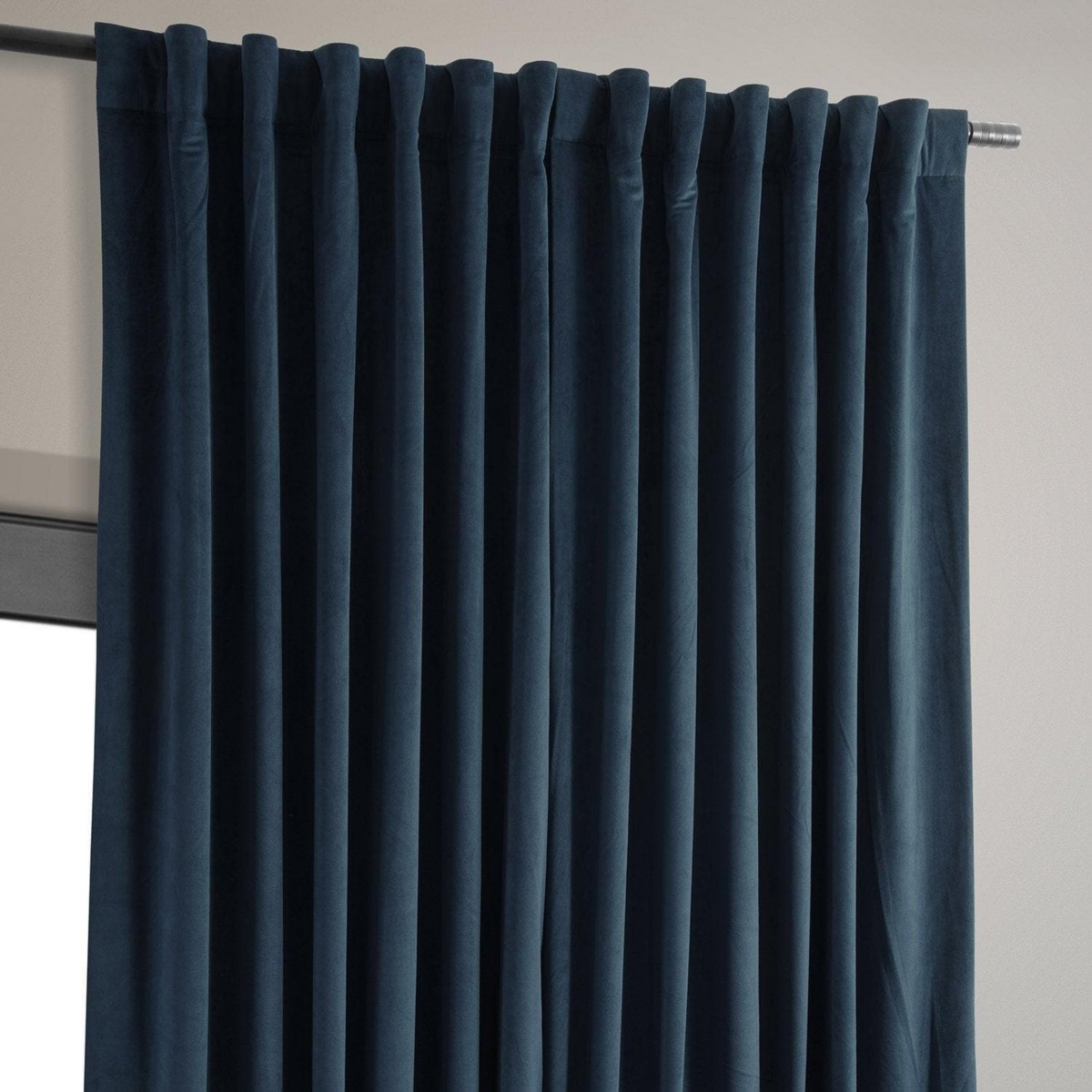Half Price Drapes Midnight Blue Signature Extra Wide Velvet Blackout Curtain