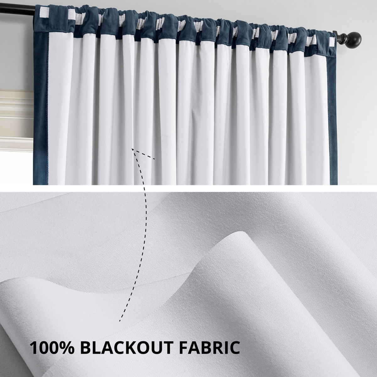 Half Price Drapes Midnight Blue Signature Extra Wide Velvet Blackout Curtain