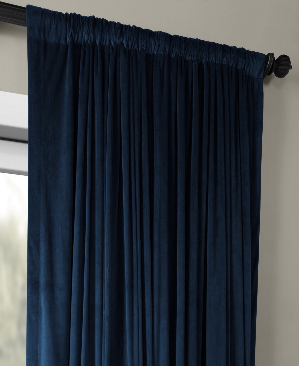 Half Price Drapes Midnight Blue Signature Extra Wide Velvet Blackout Curtain
