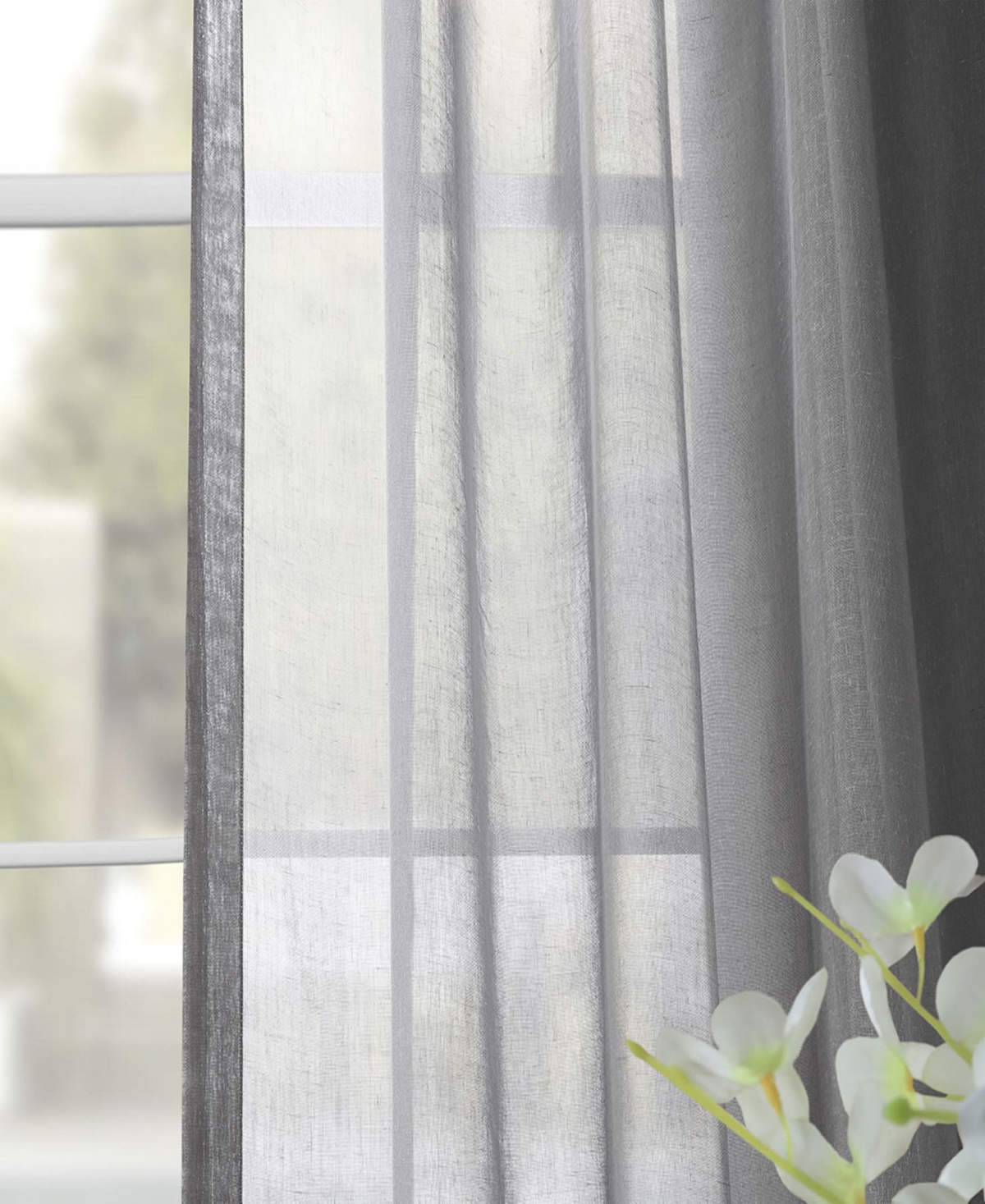 Half Price Drapes Textured Faux Linen Sheer Curtain