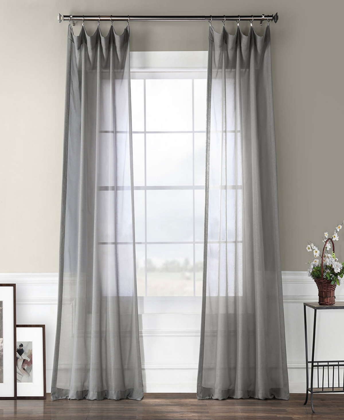 Half Price Drapes Textured Faux Linen Sheer Curtain