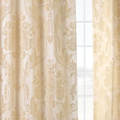 Damask Faux Silk Jacquard Room Darkening Curtain