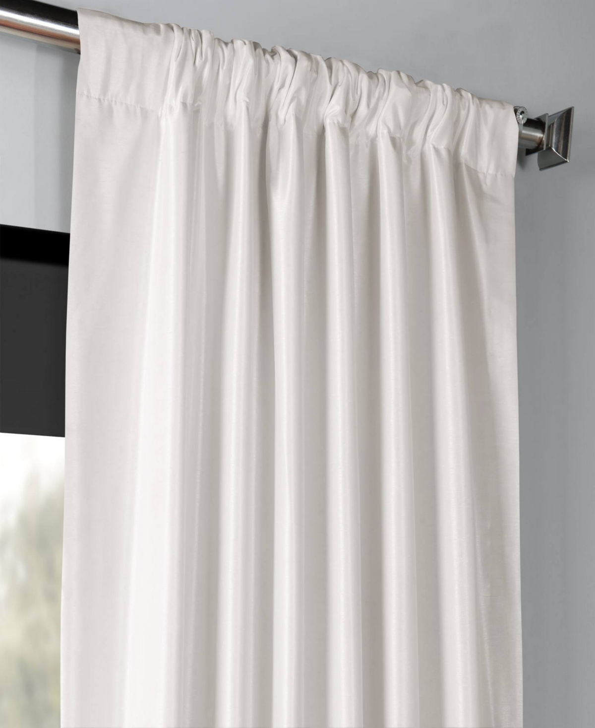 Half Price Drapes Ice Vintage Textured Faux Dupioni Silk Blackout Curtain In White