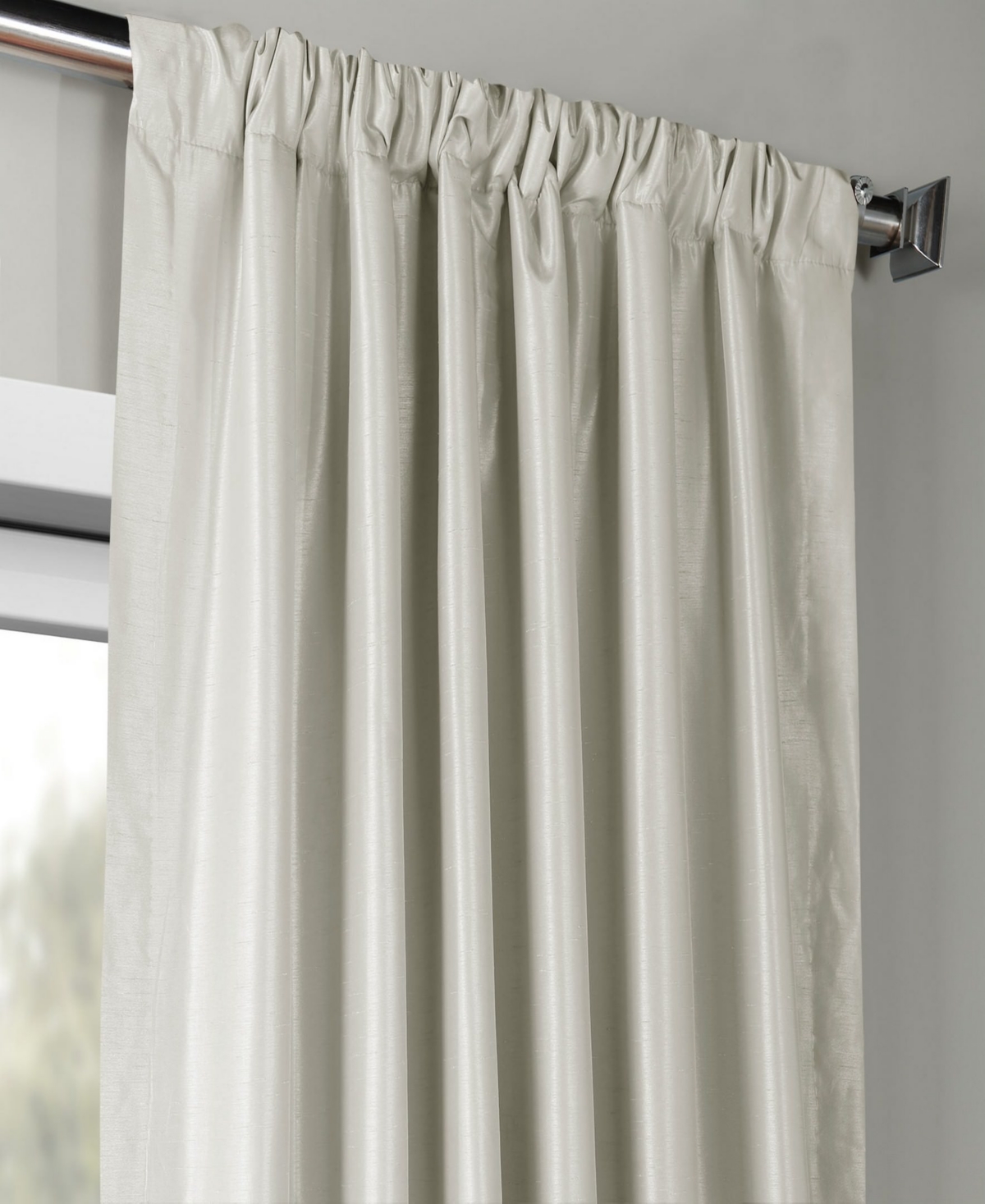 Half Price Drapes Mist Greige Vintage Textured Faux Dupioni Silk Curtain