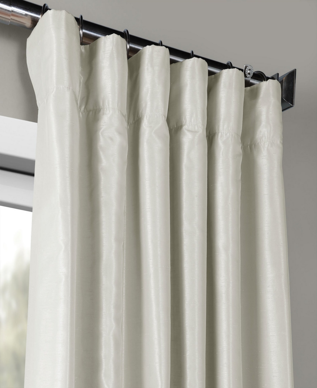 Half Price Drapes Mist Greige Vintage Textured Faux Dupioni Silk Curtain