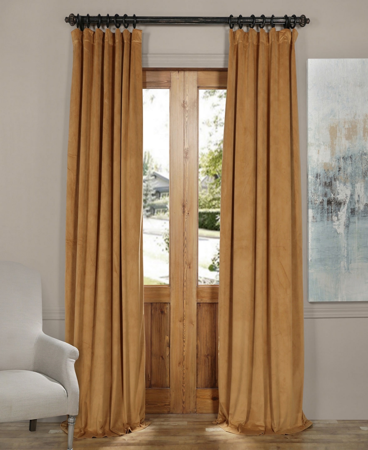 Amber Gold Signature Velvet Blackout Curtain - Gold