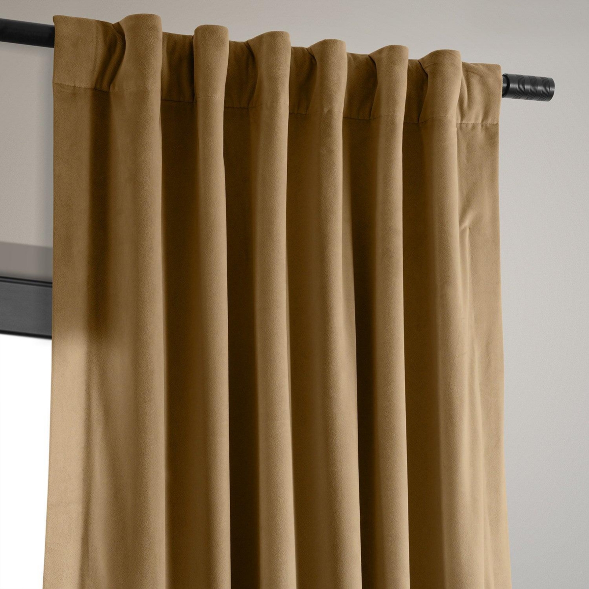 Half Price Drapes Amber Gold Signature Velvet Blackout Curtain In Gold