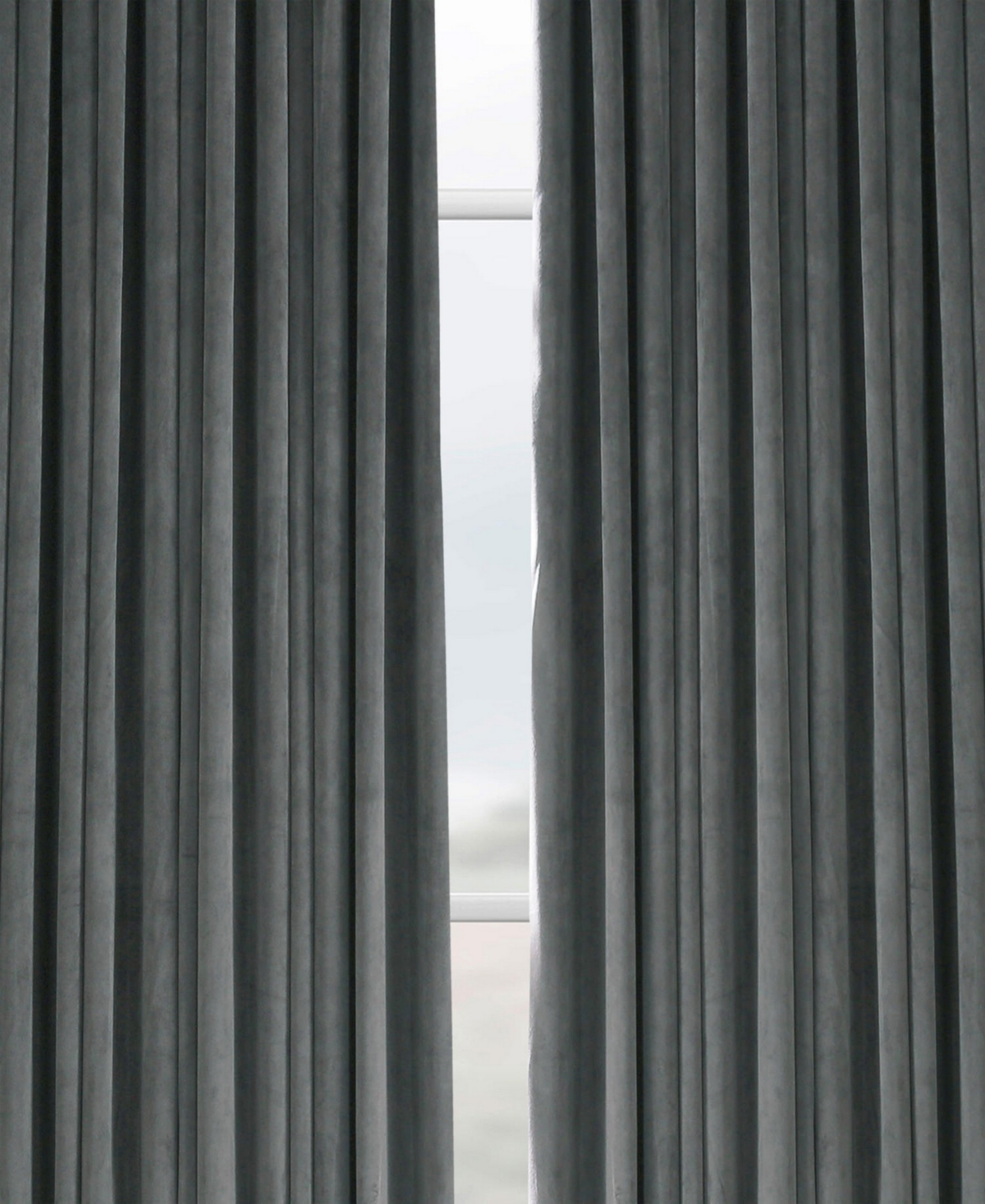 Half Price Drapes Gunmetal Grey Signature Extra Wide Velvet Blackout Curtain In Grey