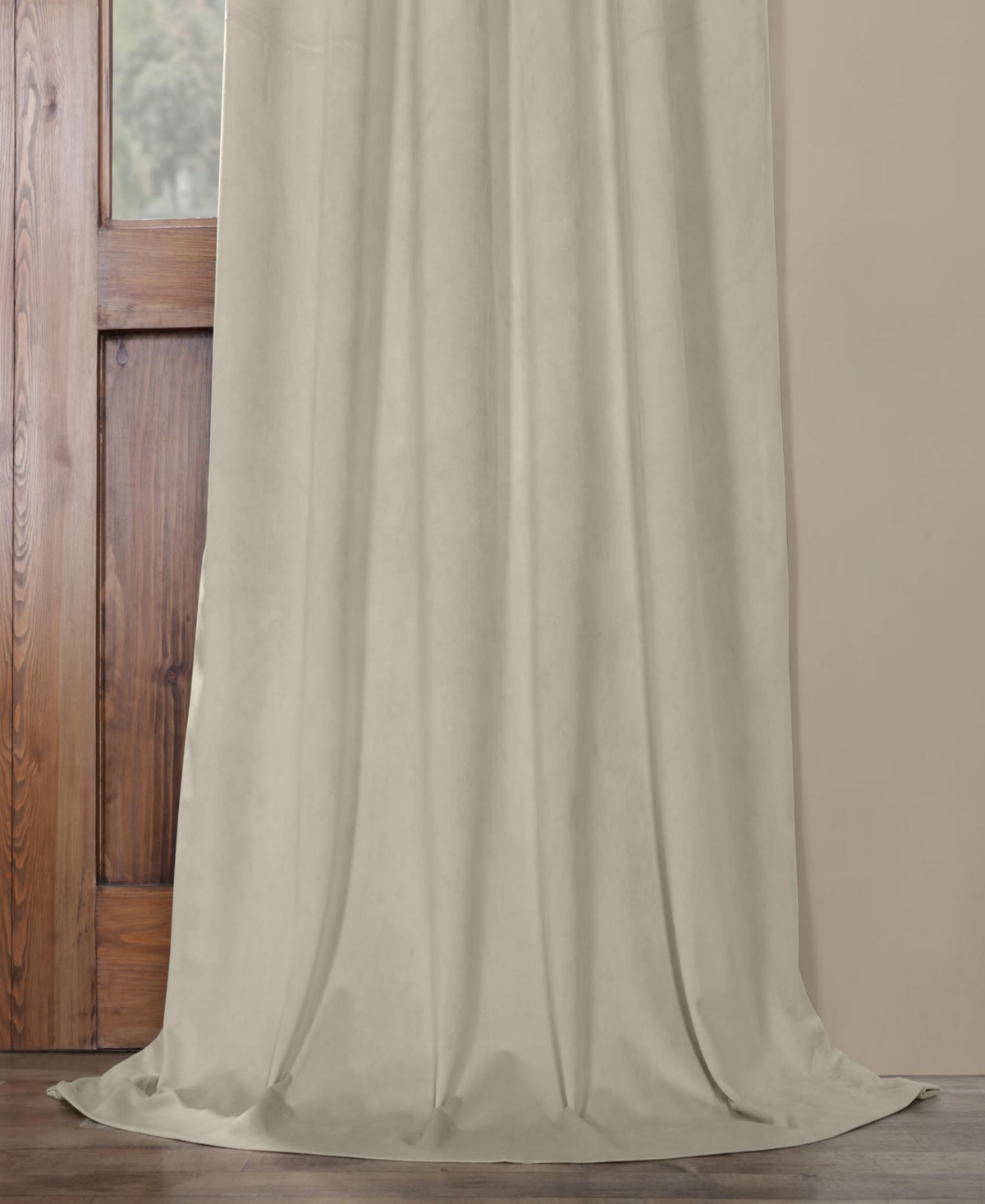 Half Price Drapes Cool Beige Signature Velvet Blackout Curtain In Beige,tan