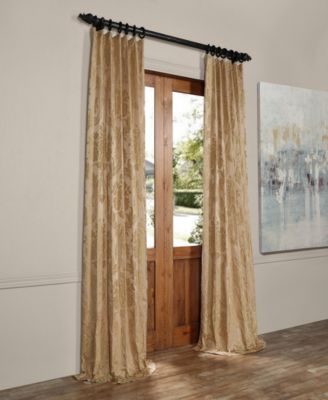 Magdelena Beige & Gold Damask Faux Silk Jacquard Room Darkening Curtain