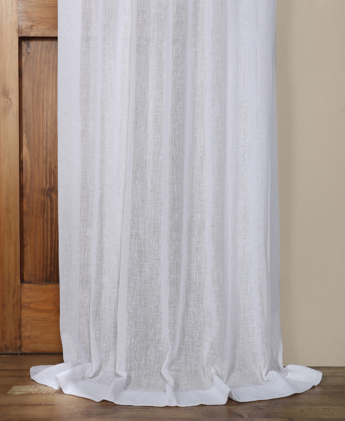 Half Price Drapes Aspen White Textured Faux Linen Sheer Curtain In White