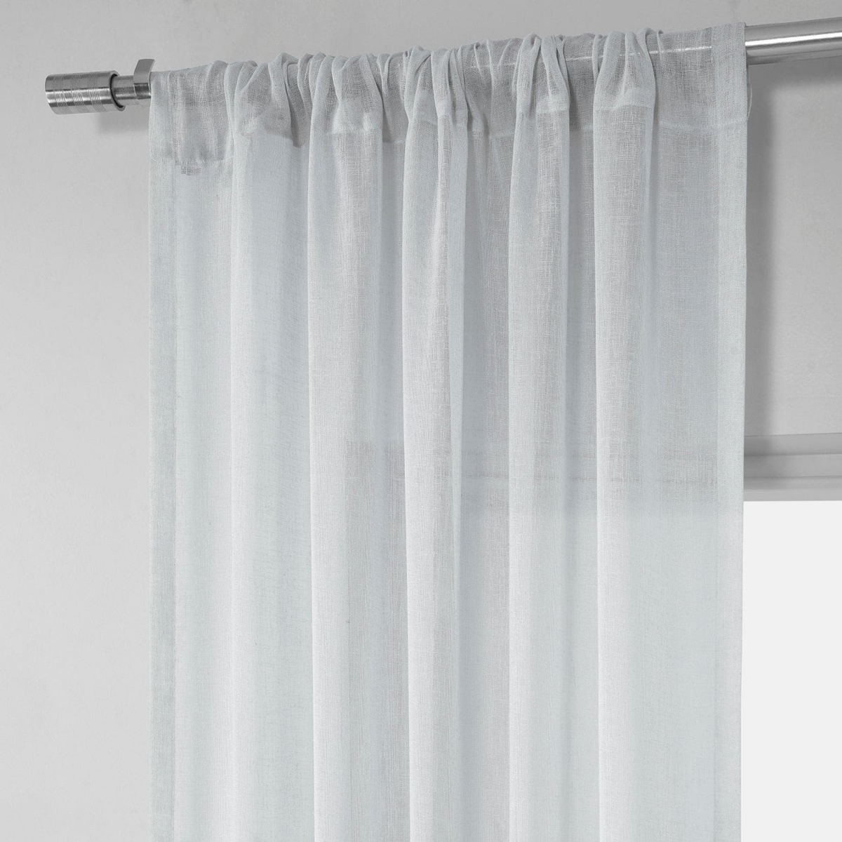 Half Price Drapes Aspen White Textured Faux Linen Sheer Curtain In White