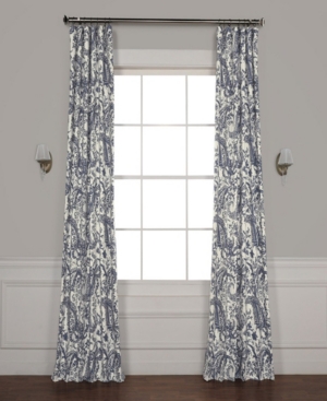Exclusive Fabrics & Furnishings Edina Printed Cotton 50" X 120" Curtain Panel In Blue