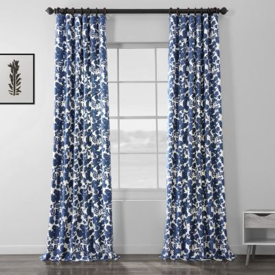 Floral Printed Cotton Room Darkening Curtain