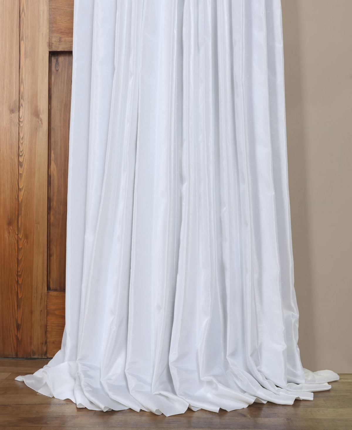 Half Price Drapes Silver Extra Wide Vintage Textured Faux Dupioni Silk Blackout Curtain In White