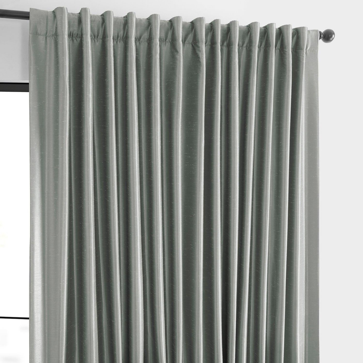Half Price Drapes Silver Extra Wide Vintage Textured Faux Dupioni Silk Blackout Curtain