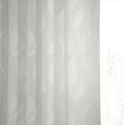 Floral Patterned Faux Linen Sheer Curtain