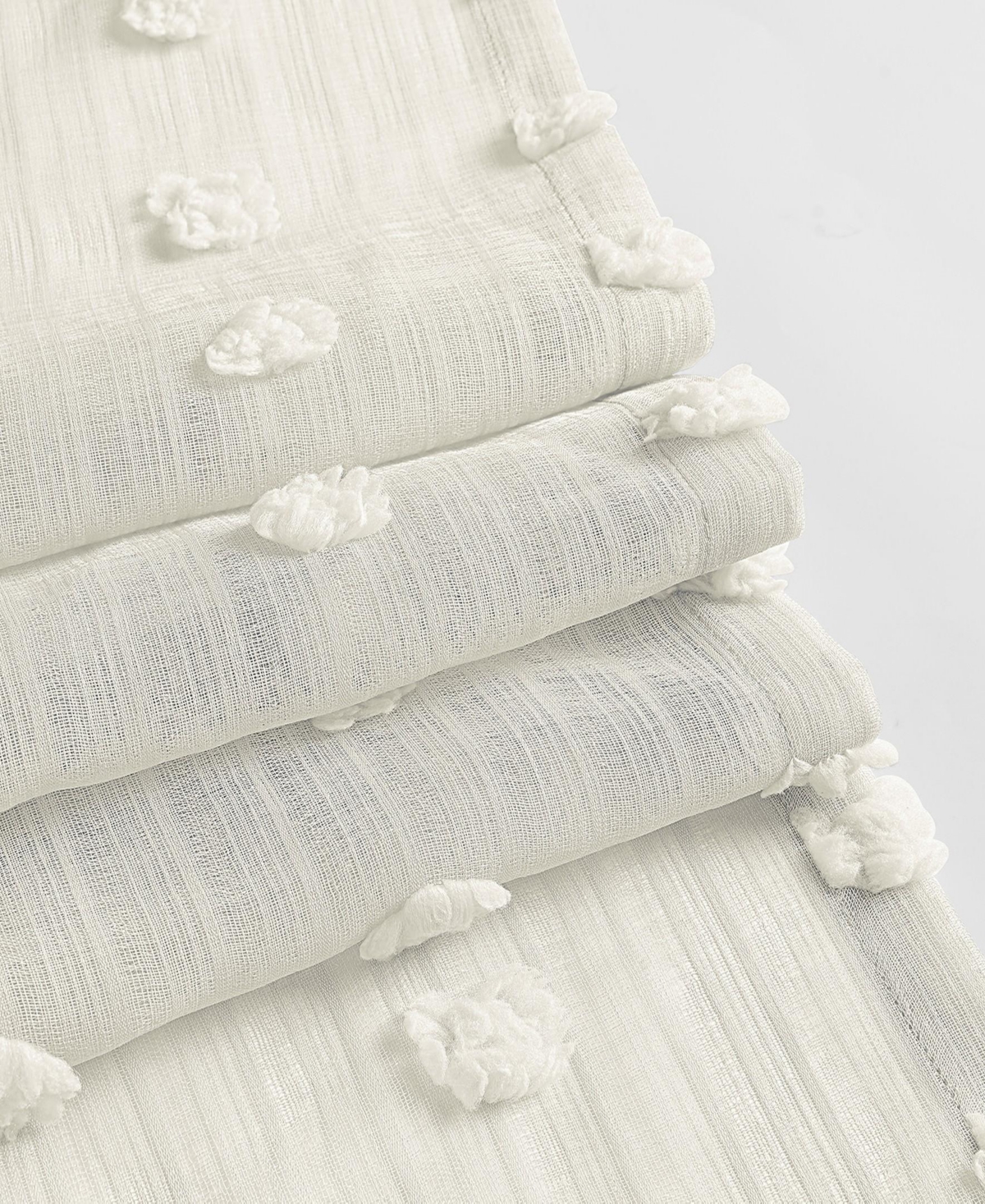 Half Price Drapes Strasbourg Dot Cream Geometric Patterned Faux Linen Sheer Curtain