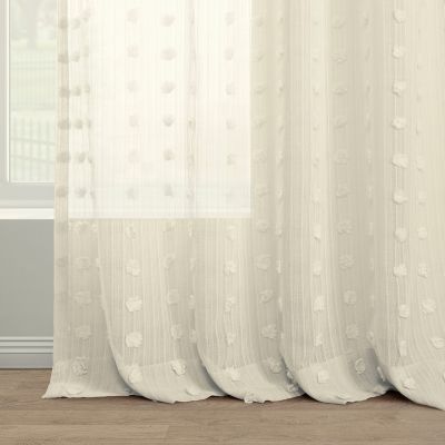 Geometric Patterned Faux Linen Sheer Curtain