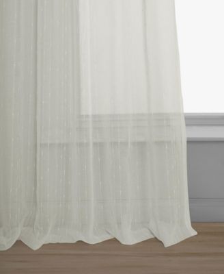 Striped Patterned Faux Linen Sheer Curtain