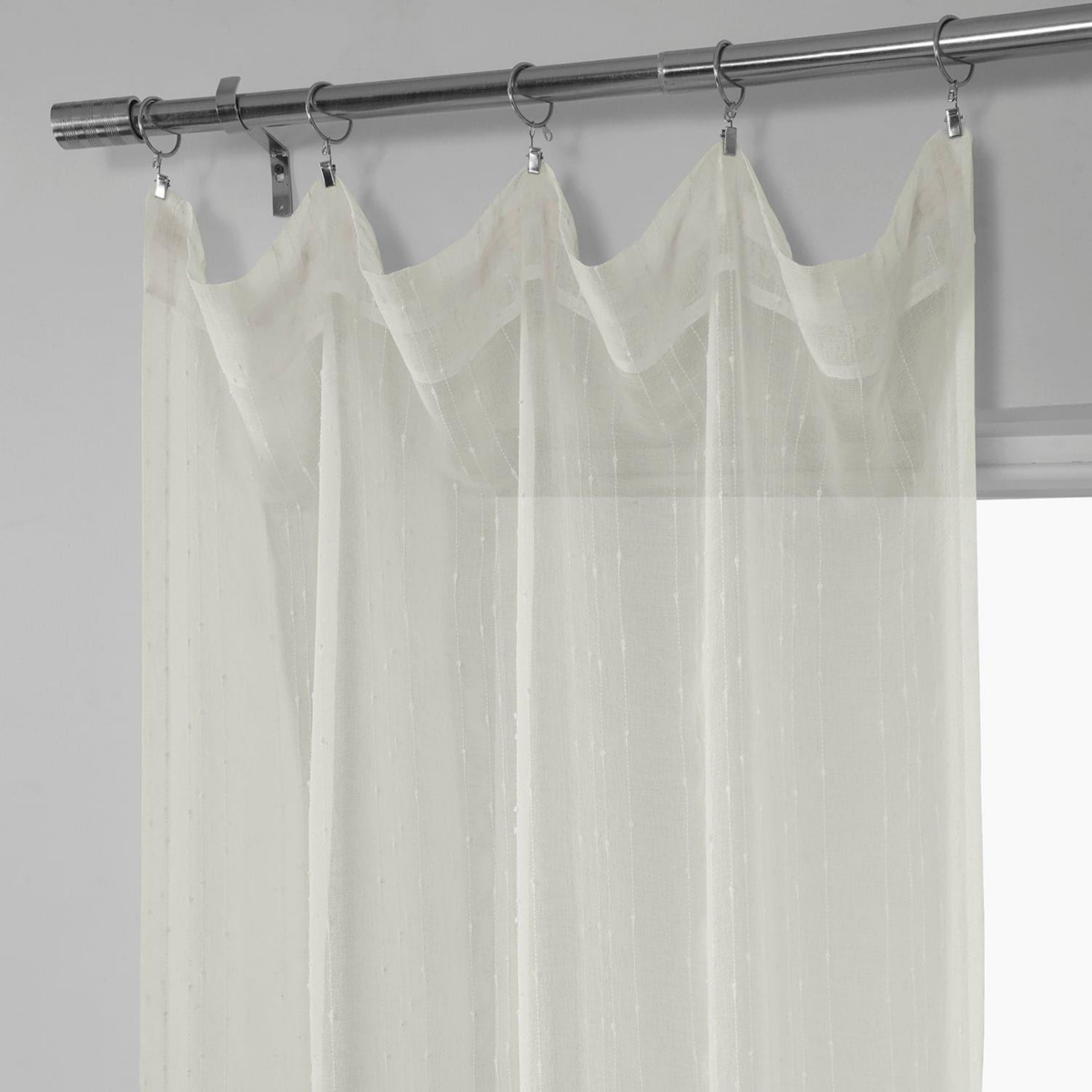 Half Price Drapes Avignon Vine Floral Patterned Faux Linen Sheer Curtain In White