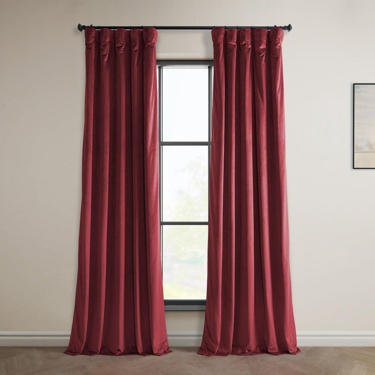 Half Price Drapes Heritage Plush Velvet Room Darkening Curtain In Red