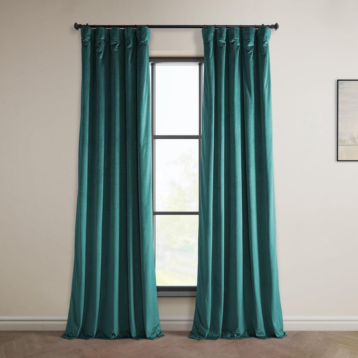 Heritage Plush Velvet Room Darkening Curtain - Eden green