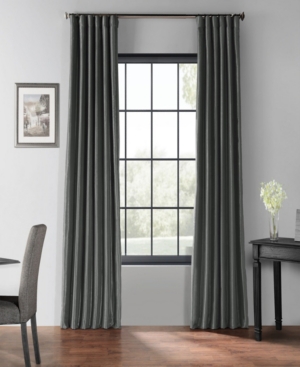 Exclusive Fabrics & Furnishings Storm Grey Vintage Textured Faux Dupioni Silk Blackout Curtain In Dark Grey
