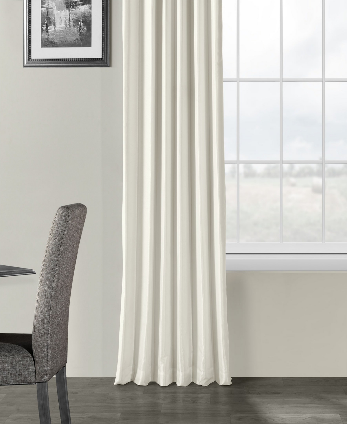 Half Price Drapes Off White Vintage Textured Faux Dupioni Silk Curtain In White