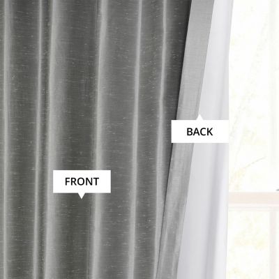 Storm Grey Vintage Textured Faux Dupioni Silk Curtain
