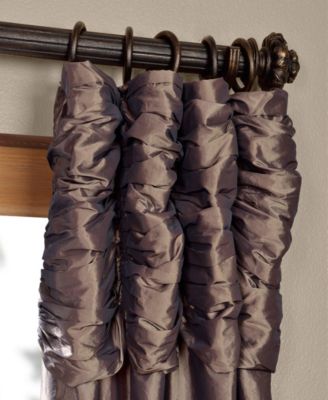 Ruched Solid Faux Silk Taffeta Room Darkening Curtain