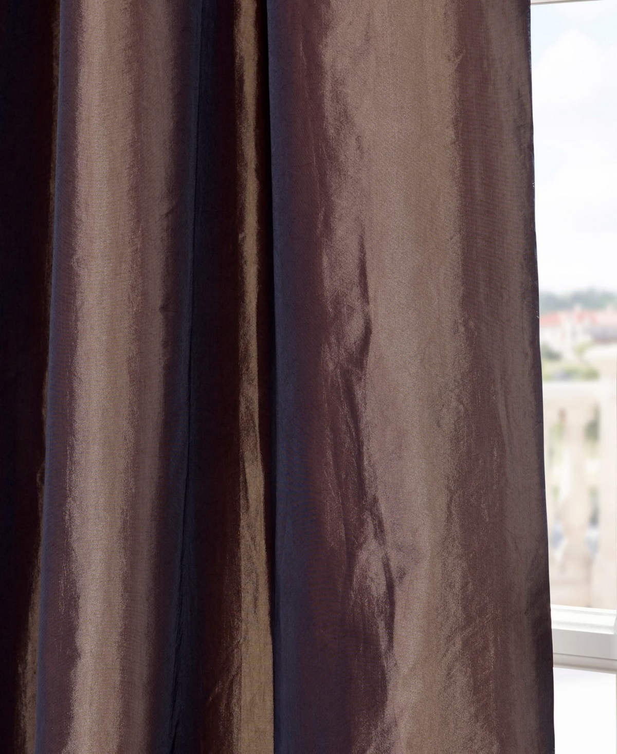 Half Price Drapes Ruched Solid Faux Silk Taffeta Room Darkening Curtain