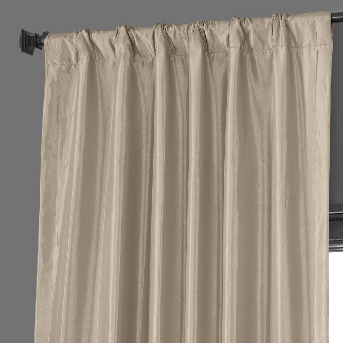 Half Price Drapes Antique Beige Faux Silk Taffeta Blackout Curtain