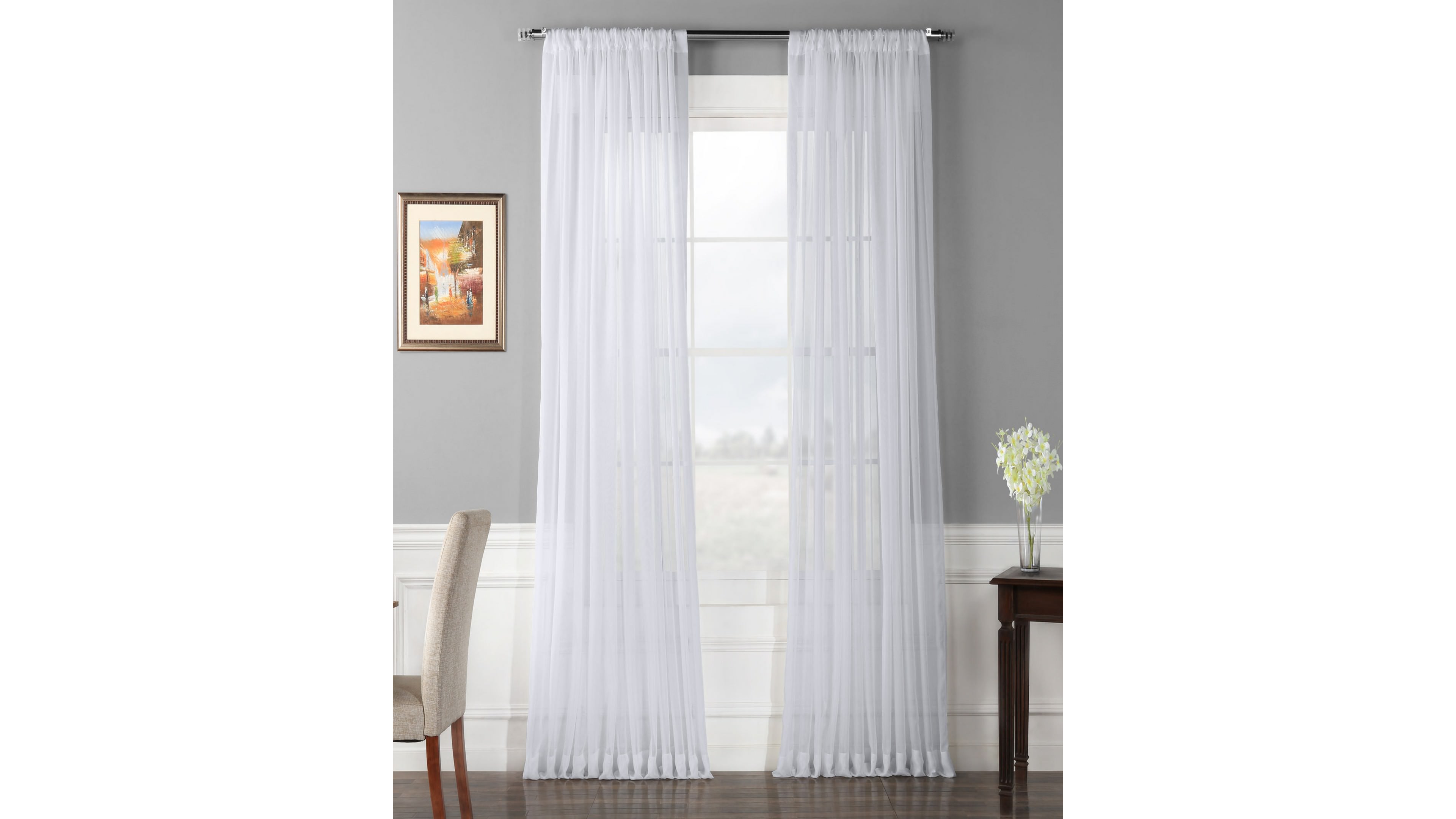 Half Price Drapes Solid White Extra Wide Sheer Curtain