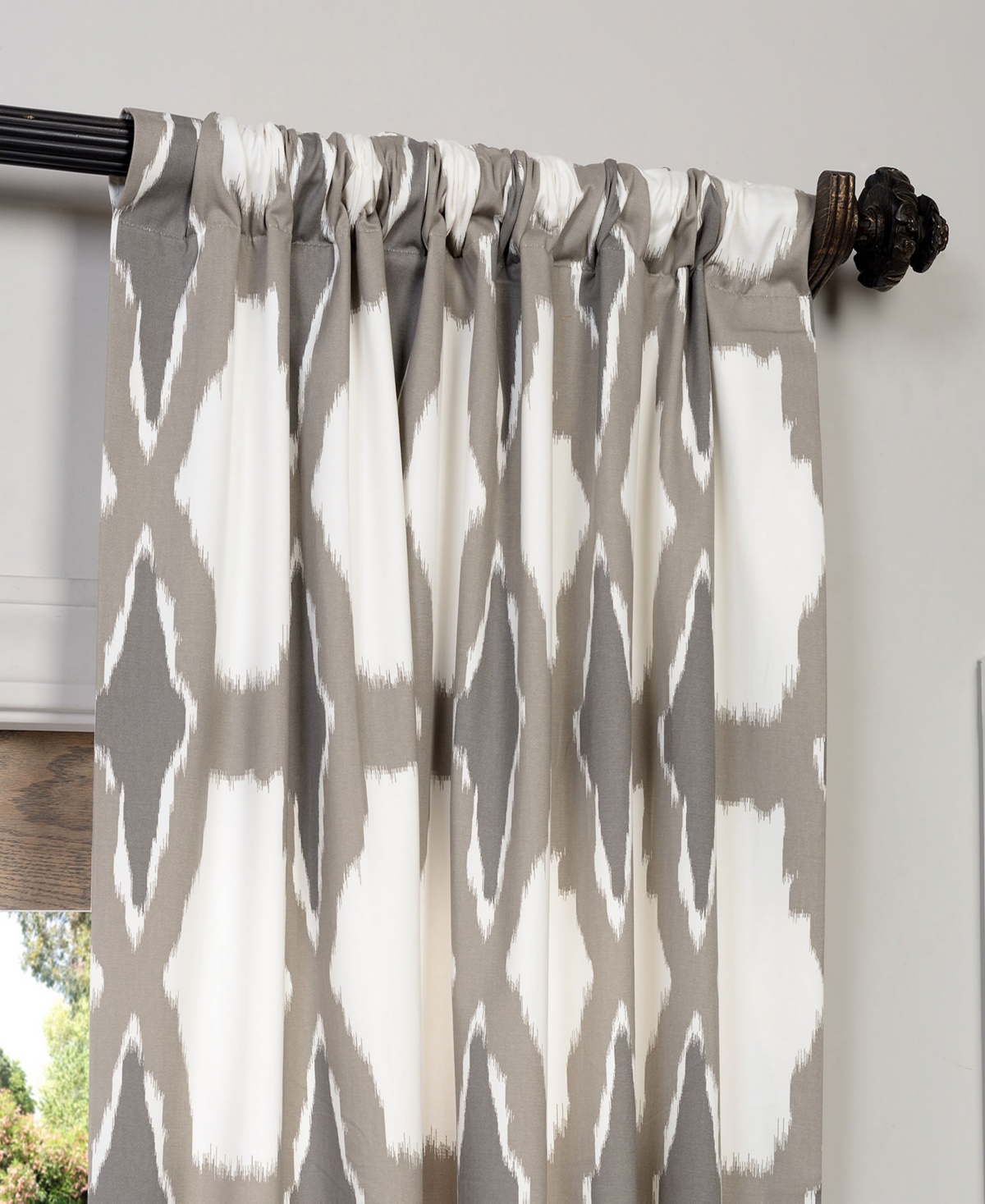 Half Price Drapes Sorong Geometric Printed Cotton Room Darkening Curtain