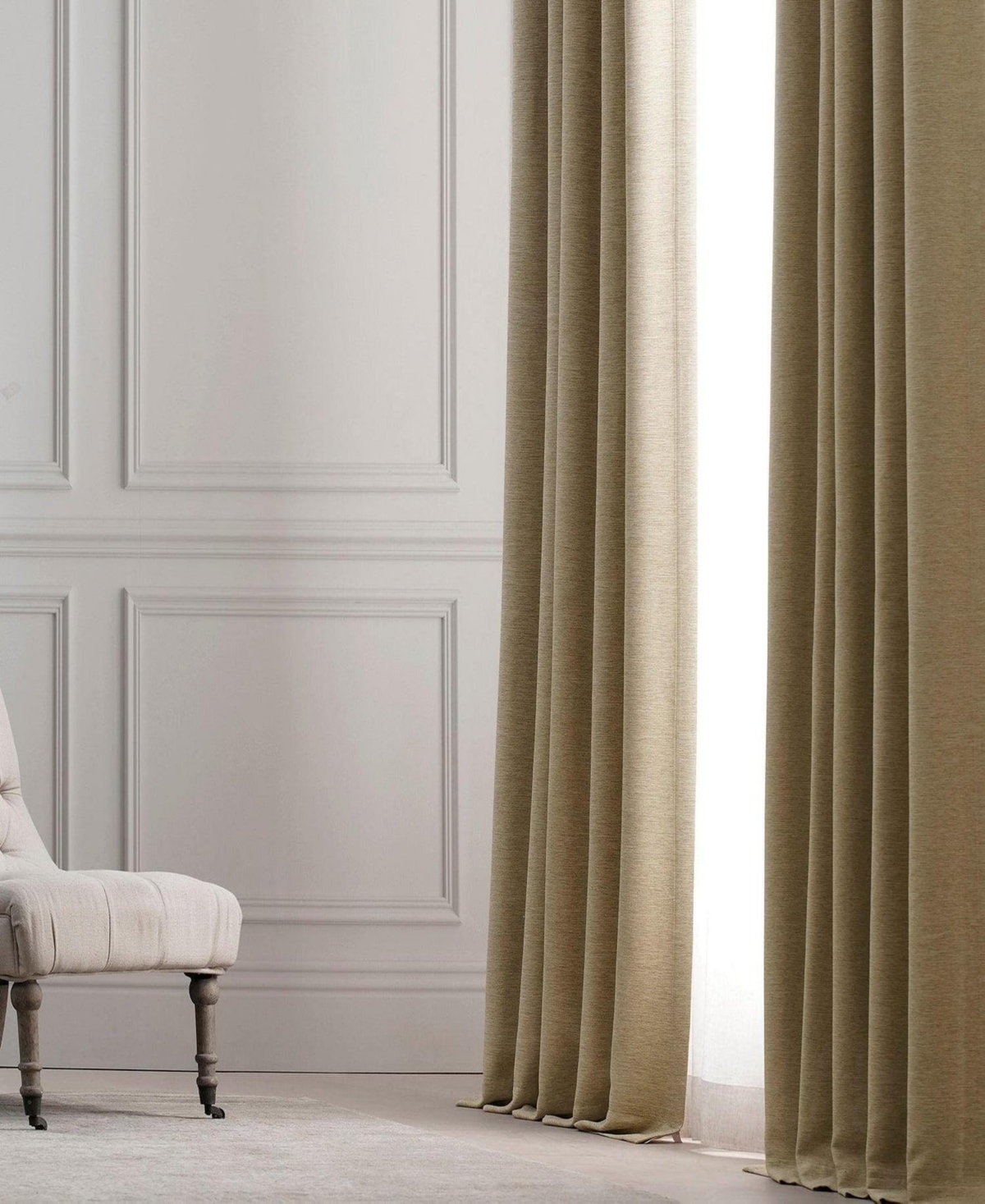 Half Price Drapes Bellino Textured Faux Linen Room Darkening Curtains For Bedroom and Living Room Curtains(1 Panel