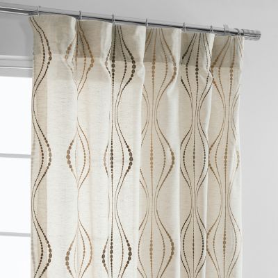 Embroidered Striped Patterned Faux Linen Sheer Curtain