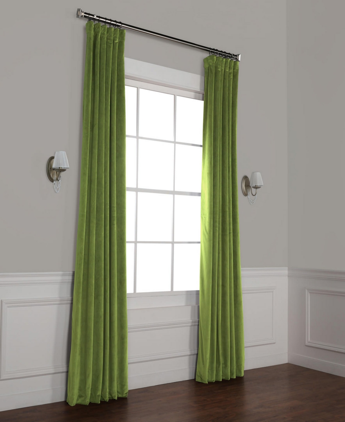 Half Price Drapes Basque Green Signature Velvet Blackout Curtain In Green