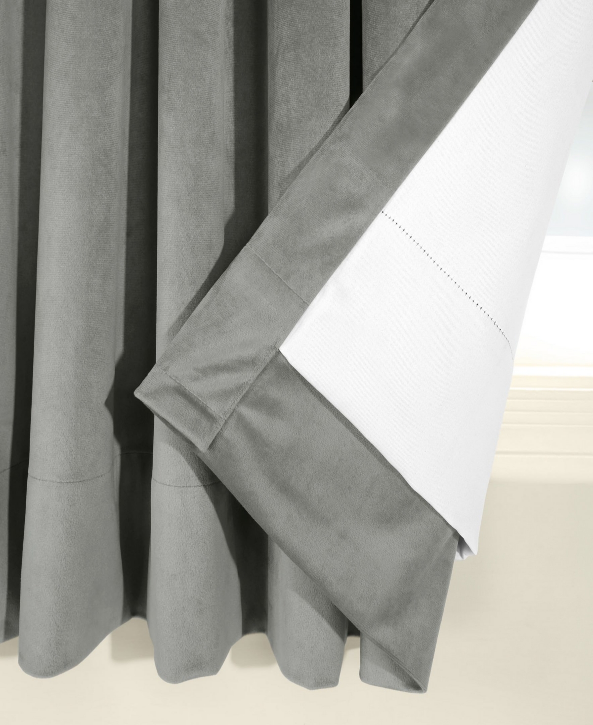 Half Price Drapes Silver Grey Signature Velvet Blackout Curtain In Grey