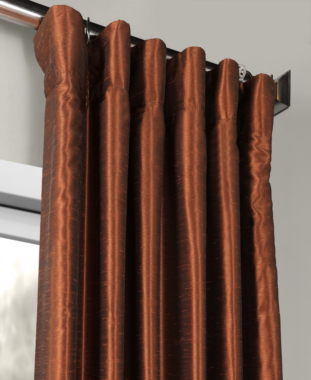 Half Price Drapes Copper Kettle Vintage Textured Faux Dupioni Silk Curtain