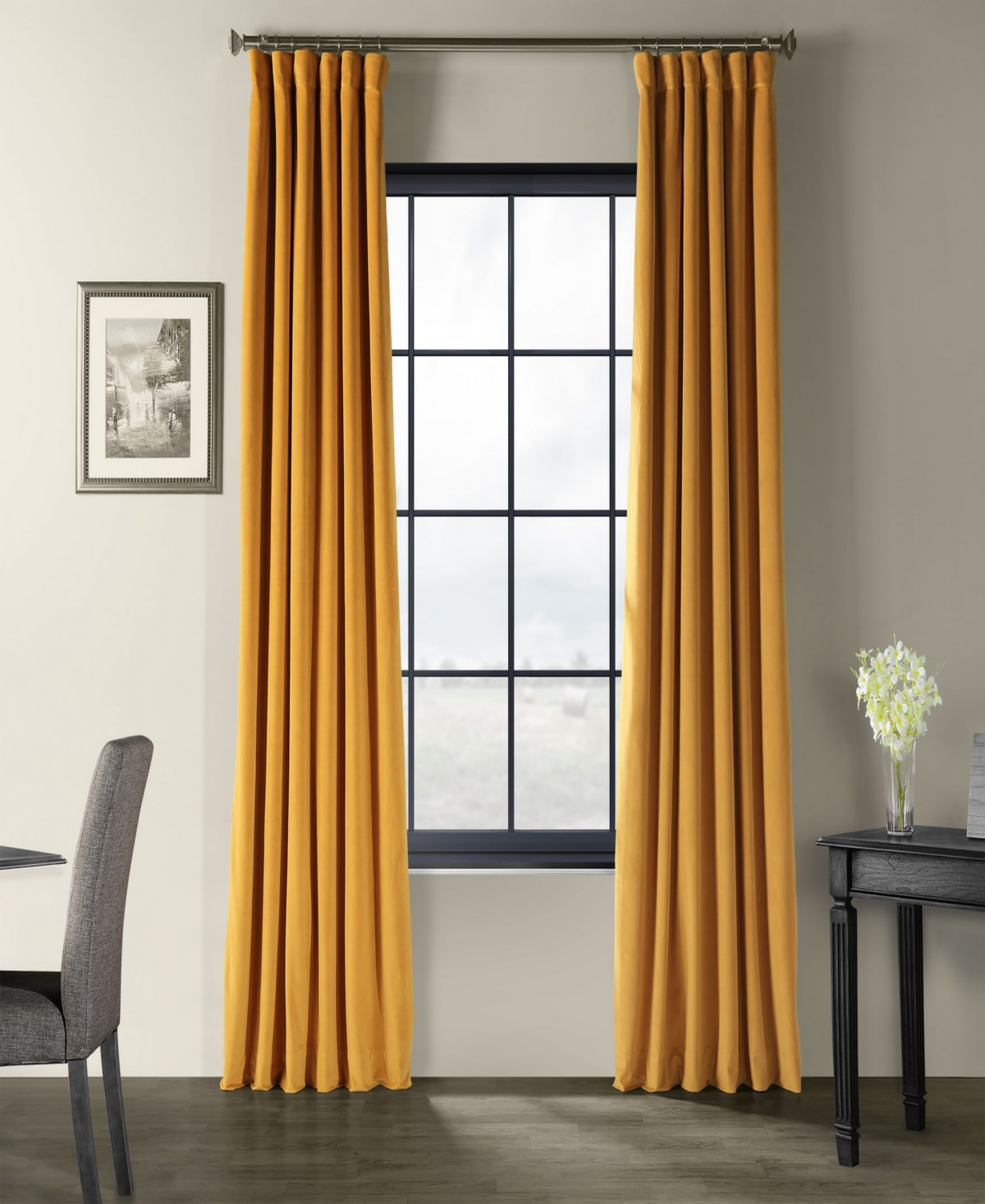 Half Price Drapes Fool's Gold Signature Velvet Blackout Curtain In Gold